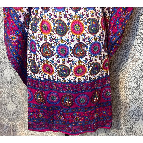 Bohemian Paisley Floral V-Neck Kaftan Dress - Picture 7 of 10